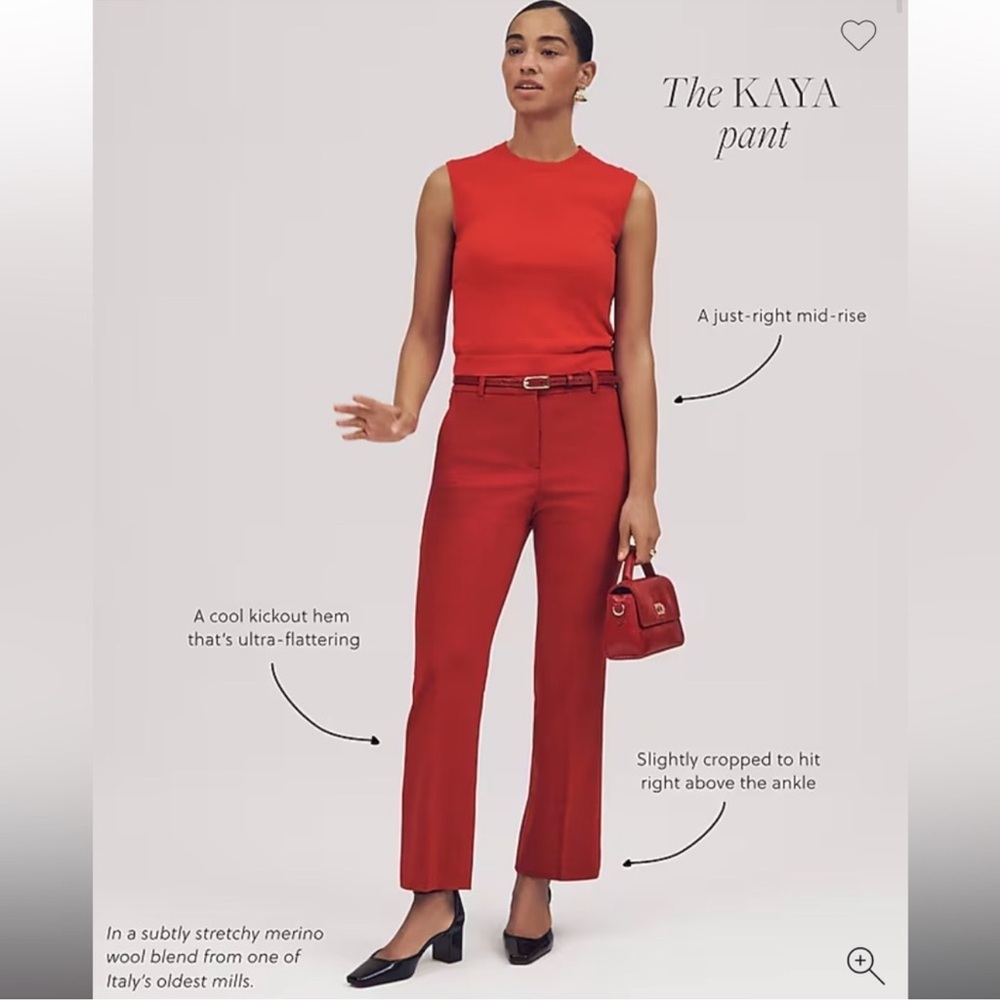NWT J. Crew Wool Pant Trouser Red Italian Stretch Kaya Stretch Winter Holiday - Picture 3 of 16